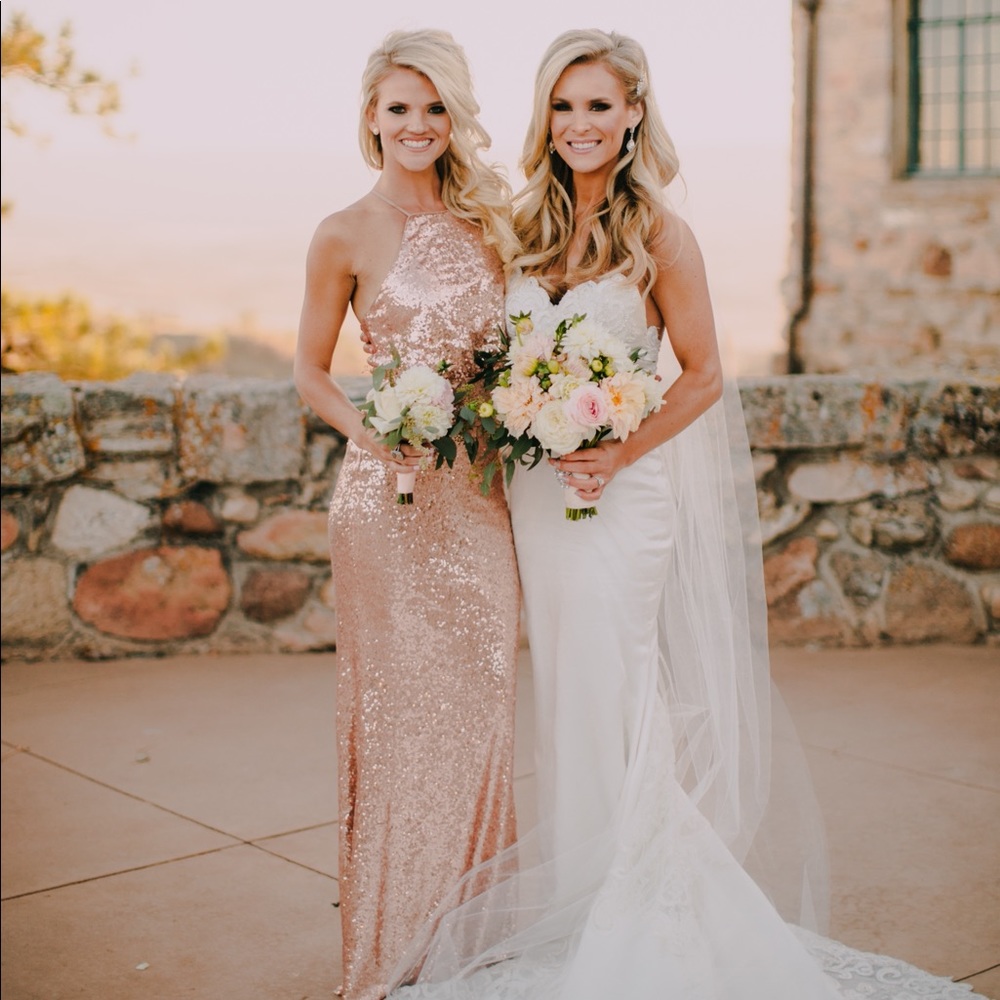 Lulus rose gold bridesmaid dress